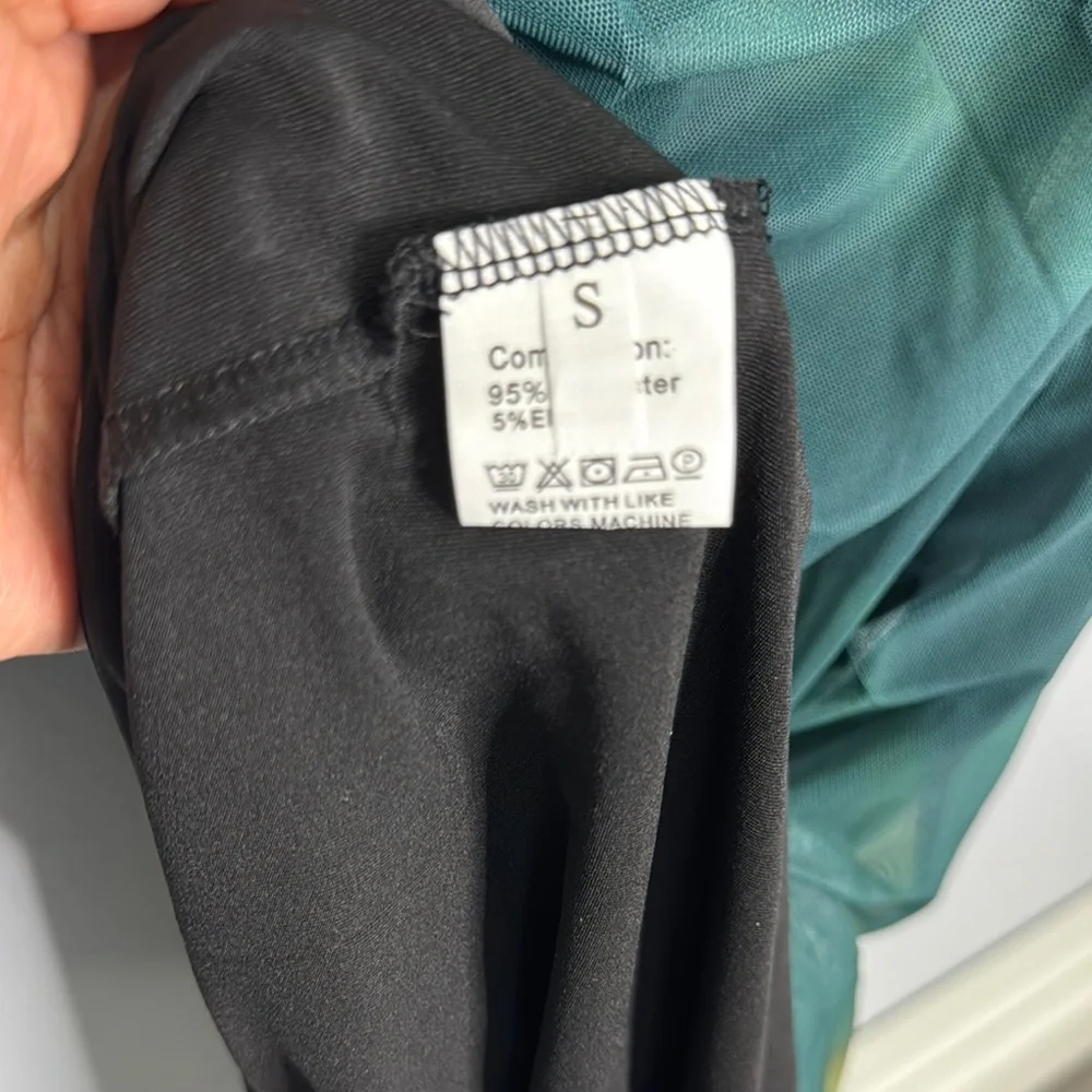 Elegant Teal & Olive Bodycon Long Sleeve Dress Sz S - Picture 6 of 7